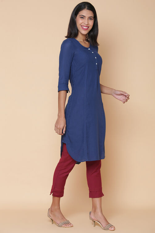 Red Cotton Solid Kurti image number 2