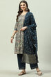 Indigo Cotton Straight Kurta Palazzo Suit Set image number 2