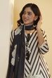 Black & White Printed Cotton Straight Kurta Set image number 1