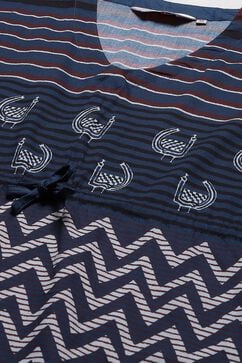 Navy Cotton Printed Kaftan Nightwear image number 1