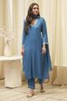 Fuschia Rayon Straight Kurta Pant Suit Set image number 6
