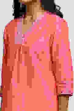 Light Pink Solid Festive Straight Suit Set image number 1