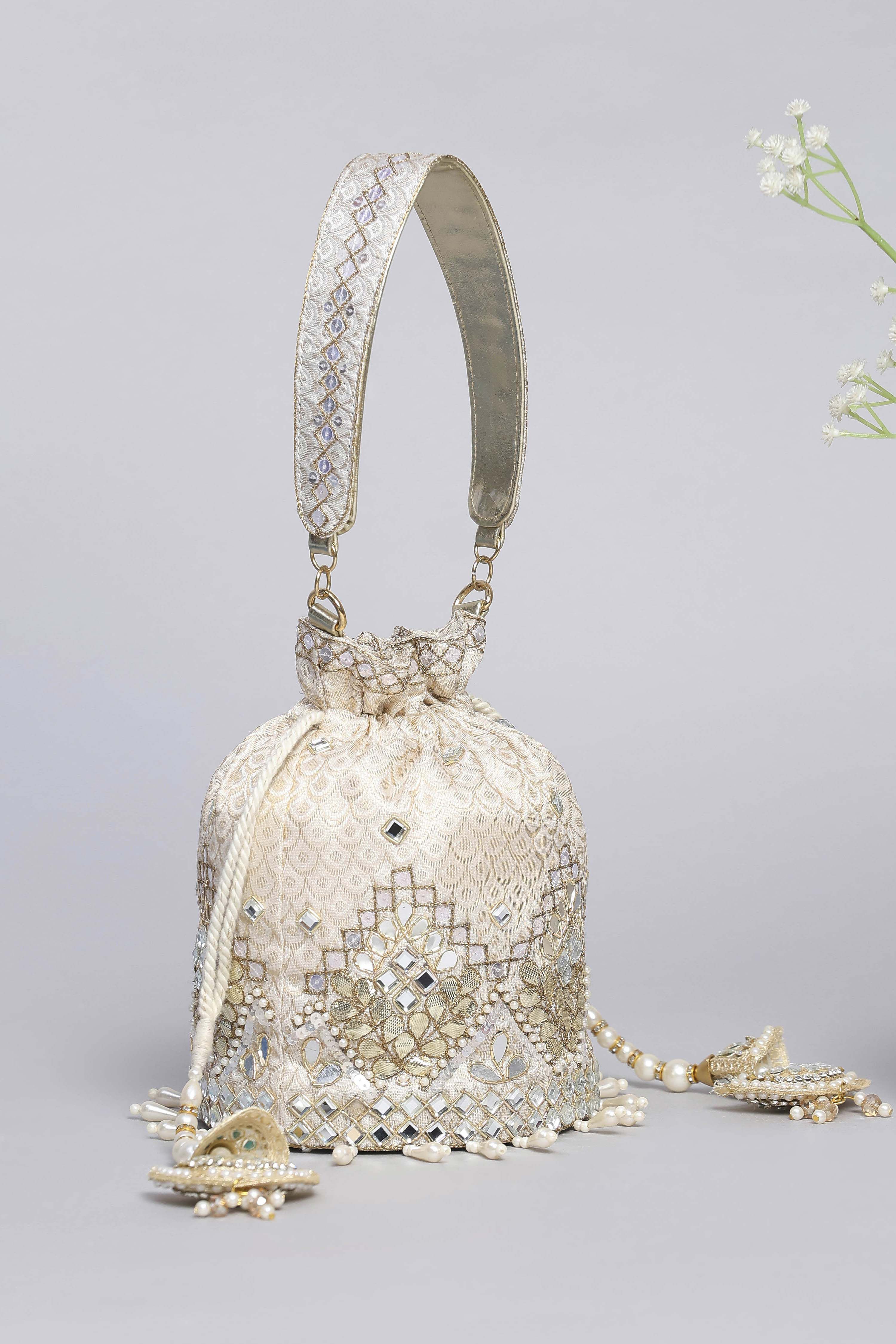 Ivory Polycotton Potli image number 4