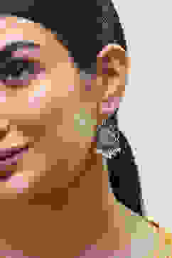 Navy-White Brass Drop & Danglers image number 1