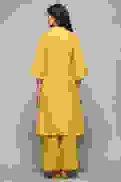 Lime Yellow Cotton Straight Suit Set image number 5