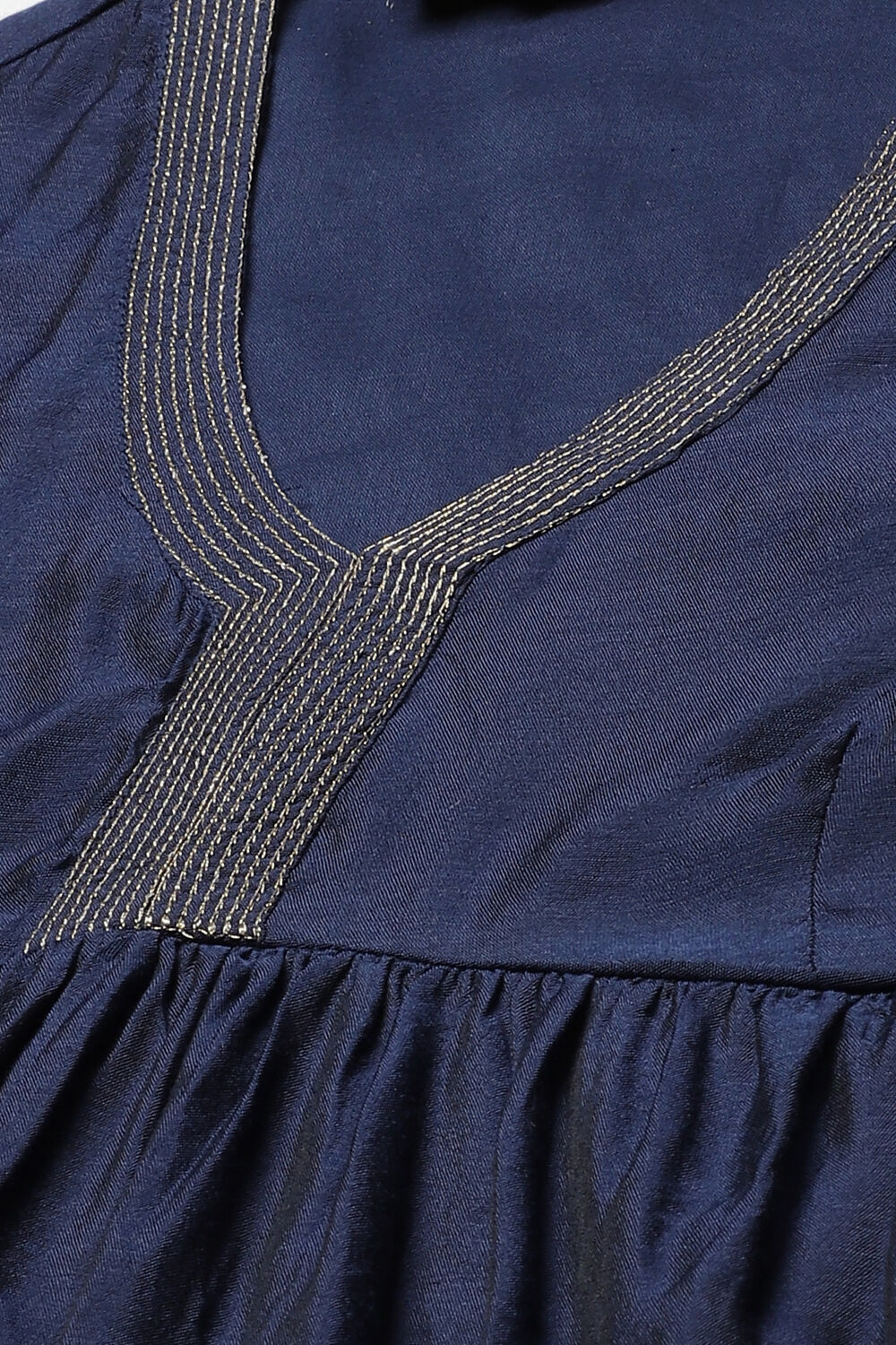 Navy Flared Art Silk Fusion Wear 2 Piece Set image number 1