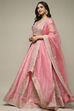 Red Silk Blend Straight Lehenga Set image number 0