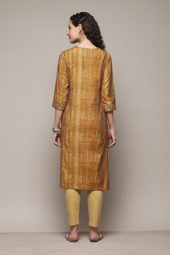 Gold Poly Viscose Straight Printed Kurta image number 4