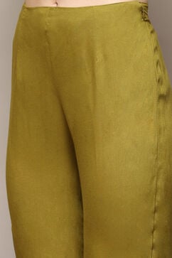 Lime Green Rayon Straight Embroidery Kurta Slim Pant Suit Set image number 2
