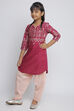 Blue and White Cotton Printed Straight Suit Set image number 3