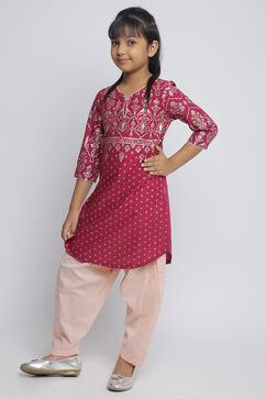 Blue and White Cotton Printed Straight Suit Set image number 3
