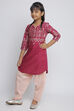 Plum Cotton Straight Kurta Salwar Suit Set image number 3