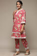 Pink Cotton Floral Straight Co-ord Set image number 2