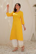 Yellow Rayon Straight Kurta image number 2