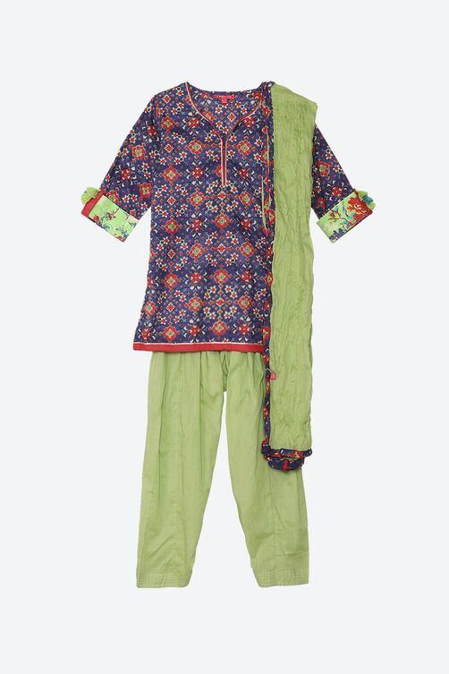 Purple Cotton Straight Kurta Salwar Suit Set image number 0