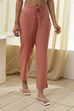 Rust Cotton Solid Regular Pants image number 4