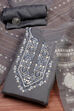 Grey Modal Hand Embroidered Unstitched Suit Set image number 0