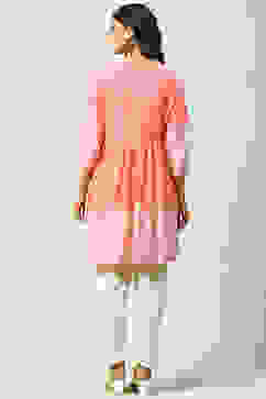 Pink LIVA Flared Kurta image number 4