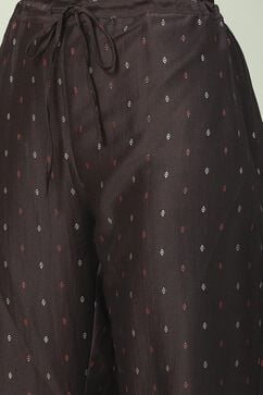 Choco Brown Viscose Blend Straight Printed Kurta Suit Set image number 3