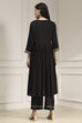 Black Dyed Gathered Suit Set image number 4