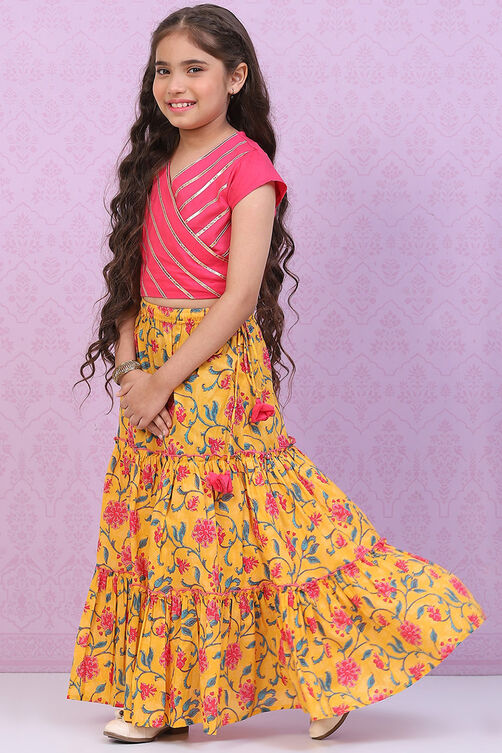 Yellow Cotton Lehenga Set image number 3