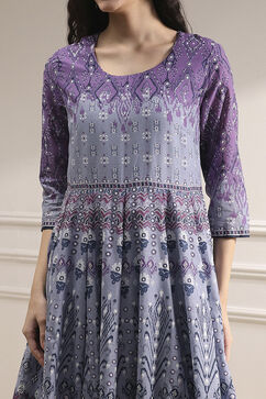 Lilac Cotton Printed Anarkali Suit Set image number 1