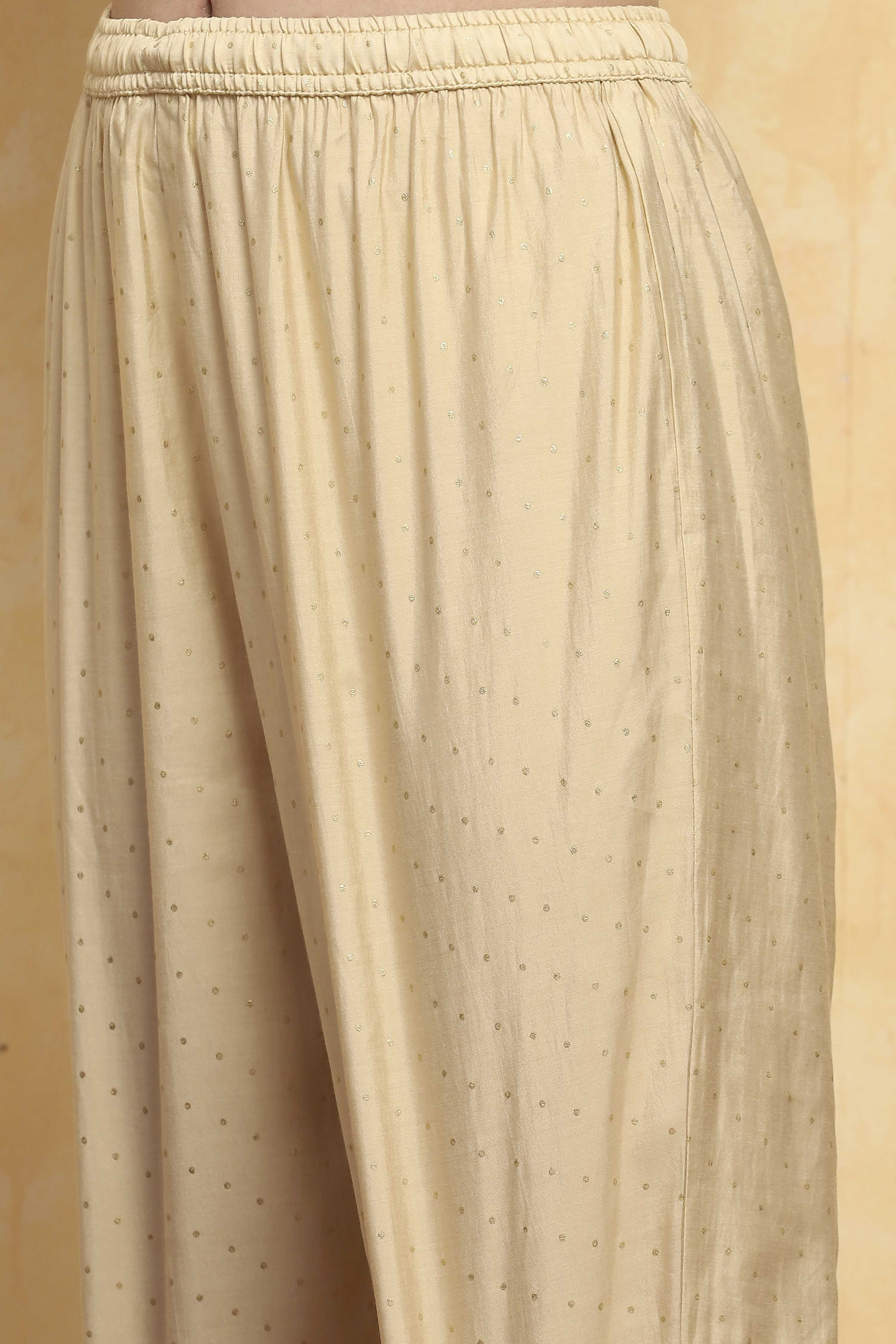 Beige Viscose Blend Kalidar Suits image number 2