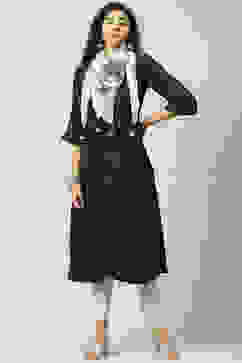 Indigo LIVA A-Line Printed Kurta Dress image number 6