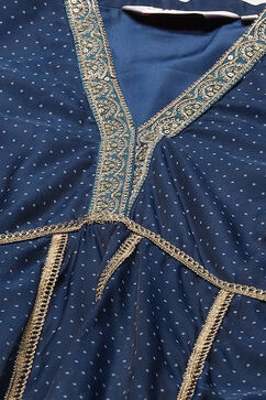 Blue Art Silk Kalidar Kurta Churidar Suit Set image number 1