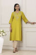 Lime Viscose Blend Straight Kurta image number 0