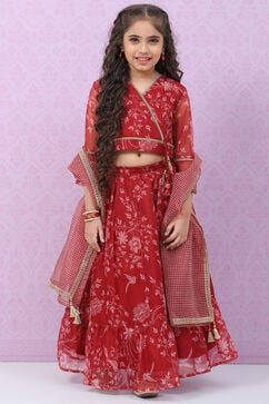 Red Art Silk Lehenga Set image number 0