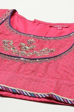 Pink Purple Viscose Short Kurta Yarndyed Suit Set image number 1