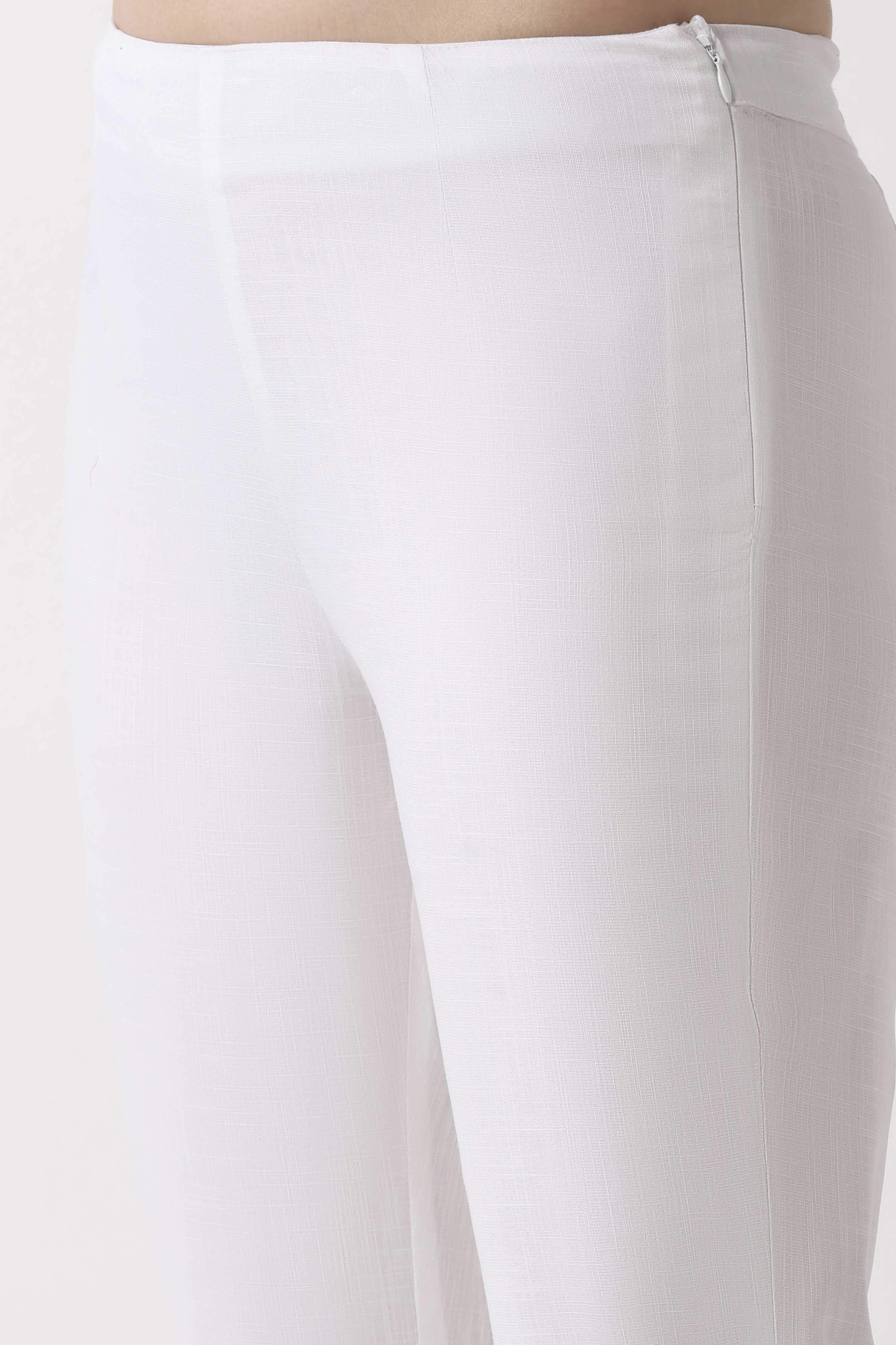 Off White Viscose Blend Pants image number 1