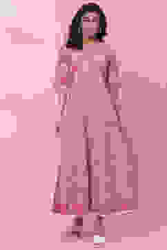 Onion Pink Cotton Printed Kurta Dress image number 0