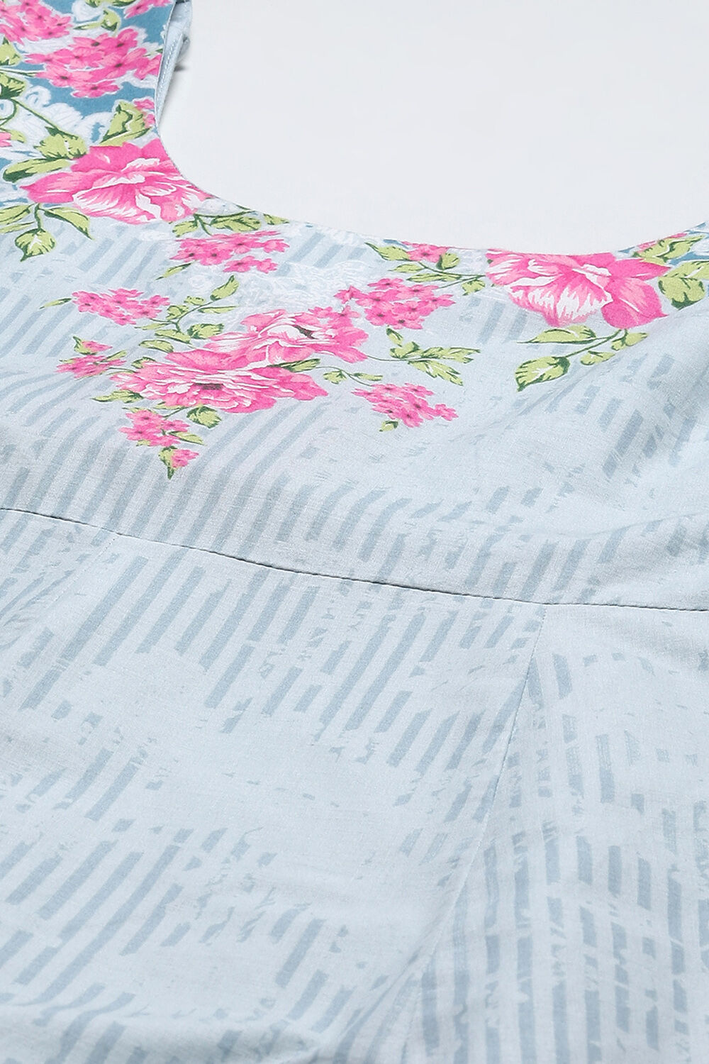 Powder Blue Cotton Anarkali Suit Set image number 1