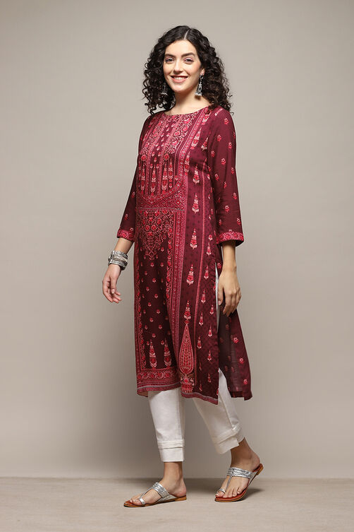 Berry LIVA Straight Printed Kurta image number 2