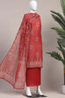 Green Chanderi Hand Embroidered Unstitched Suit Set image number 4