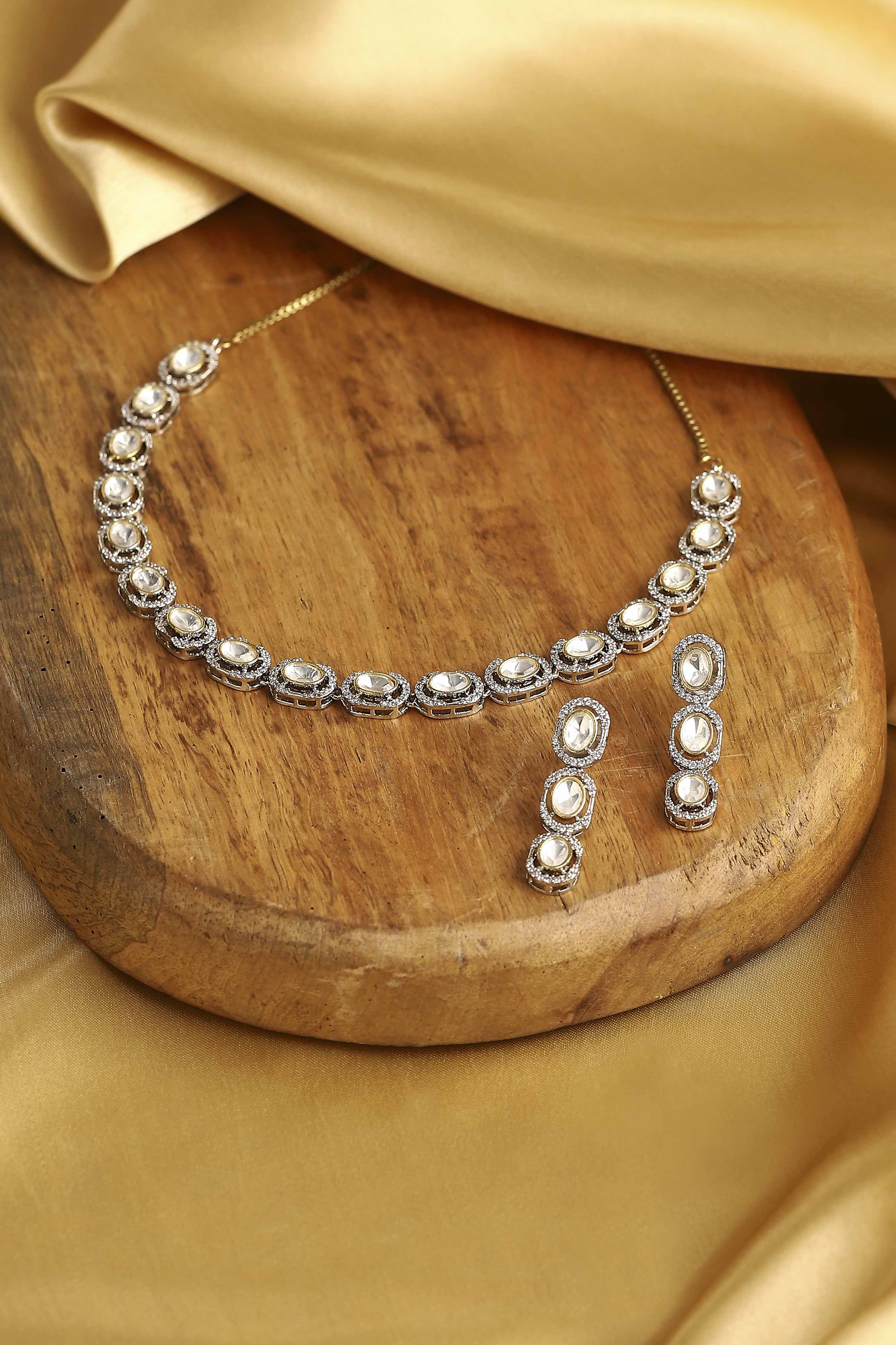 White Brass Kundan Set image number 0