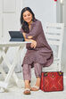 Pink & Purple Poly Viscose Straight Printed 2 Piece Set image number 0