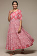 Onion Pink Cotton Flared Printed Kurta image number 0