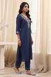 Blue Polyester Solid Kurta image number 4