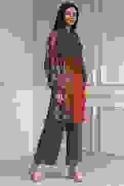 Orange Printed Straight Suit Set image number 5