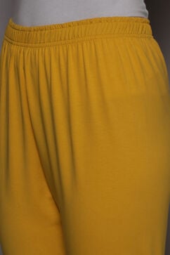Dark Yellow Cotton Lycra Knitted Churidar image number 7