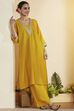 Yellow Viscose Blend Straight Suit Set