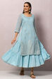 Sky Blue Art Silk Double Layered Kurta