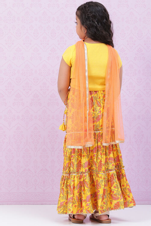 Yellow Art Silk Lehenga Set image number 4