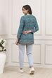 Blue Polyester Printed Straight Kurti image number 3