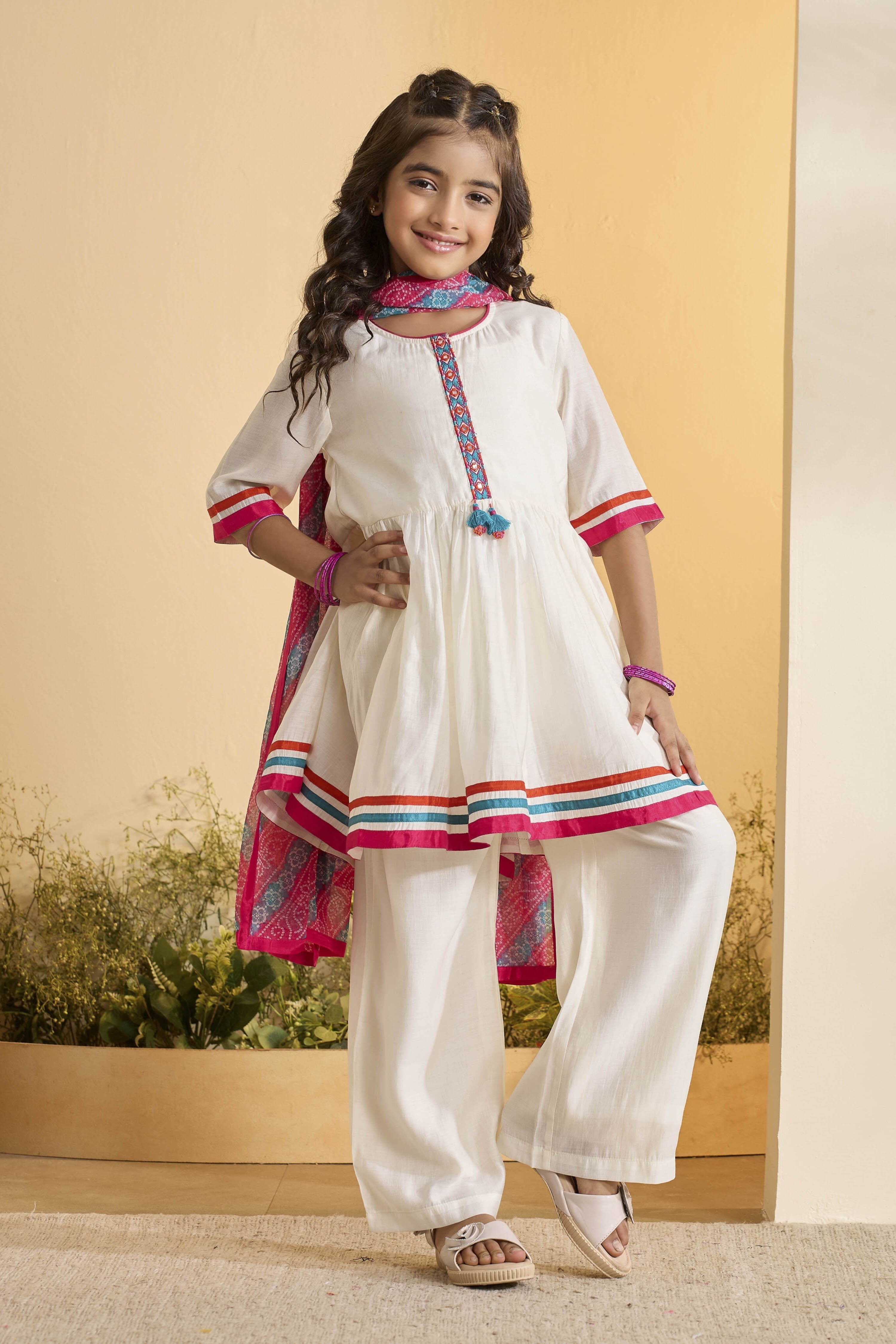 White Viscose Blend Peplum Kurta Set image number 7