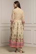 Off White-Pink Cotton Anarkali Printed Suit Set image number 4
