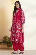 Fuchsia Cotton Floral Printed Straight Kurta Set image number 4